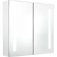 vidaXL badeværelsesskab med spejl + LED-lys 62x14x60 cm skinnende hvid