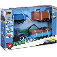 Bburago 10 cm traktor og 3 trailere (ass.)
