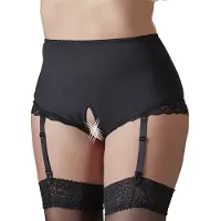 Cottelli Plussize Crotchless Briefs with Suspender Straps