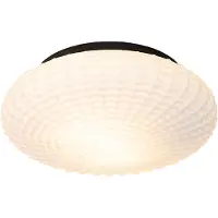 QAZQA Klassisk loftslampe sort med opalglas 35 cm IP44 - Nohmi