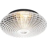 QAZQA Klassisk loftslampe sort med røgglas 35 cm IP44 - Nohmi