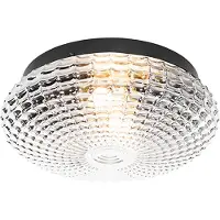 QAZQA Klassisk loftslampe sort med røgglas 30 cm IP44 - Nohmi