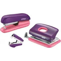 Rapid Hæftemaskine & hulapparat Mini sæt F5+FC10+C2 Blister Lilla/abrikos