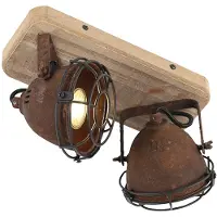 QAZQA Industriel spotlight rustbrun med træ vipbar 2-lys - Gina