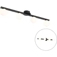 QAZQA Moderne loftslampe sort IP44 4-lys - Cederic