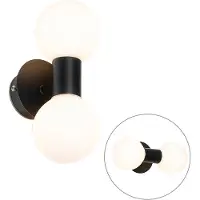 QAZQA Moderne væglampe sort IP44 2-lys - Cederic