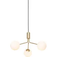 QAZQA Art Deco Pendellampe guld med opalglas 3-lys - Coby