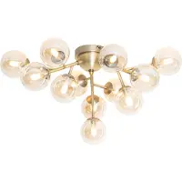 QAZQA Art Deco loftslampe bronze med ravglas 12-lys - Bianca