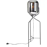 QAZQA Design gulvlampe sort med røgglas - Bliss