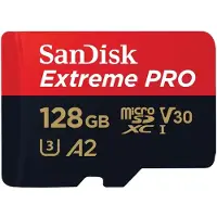 SanDisk Extreme Pro - Flashhukommelseskort (microSDXC til SD adapter inkluderet) - 128 GB - A2 / Video Class V30 / UHS-I U3 / Class10 - microSDXC UHS-I