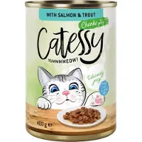 Catessy Økonomipakke: 48 x 400 g Bidder i sovs eller gelé - Laks & Ørred i sovs