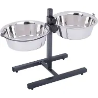 Zooplus Exclusive Foderbar inkl. 2 rustfrie stålskåle - 2 x 4,2 l, Ø 28 cm, højde op til 60 cm