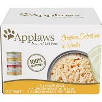 Applaws Økonomipakke: 24 x 156 g i bouillon - Mix Kylling: 3 varianter