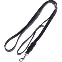Heim hundesnor - flettet, sort - 200 cm lang / 18 mm bred