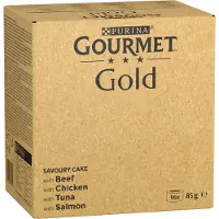 Gourmet 96 x 85 g Jumbo Pack Gold + 24 x 85 g Fine Pâté Mix gratis! - Raffineret Ragout: Okse, Kylling, Tun, Laks, 96 x 85 g + Fin Paté Mix: Kanin, Kalv, Okse, Lam, 24 x 85 g