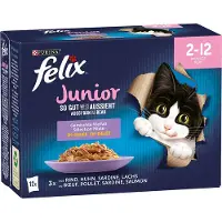 Felix Latz "Så lækkert som det ser ud" Junior portionsposer 48 x 85 g - Kylling, Okse, Laks, Sardin