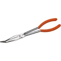 Bahco Ekstra Lange Halvrunde Næse Tænger Med 35° Bøjet Spids Pvc-belagte Håndtag Og Fint Poleret Finish 270 Mm