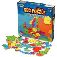 Geotoys - GeoPuzzle Europe - P?dagogisk b?rneleget?j til drenge og piger 58 brikker Geografi puslespil Jumbost?rrelse b?rnepuslespil - 4 ?r og op