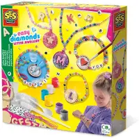 SES Creative Easy diamonds - Letter jewellery, Smykkefremstillingssæt til børn, 6 År, Pap, Flerfarvet