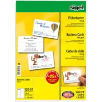 Sigel DP830 - Mikroperforeret - skinnende hvid - 85 x 55 mm - 185 g/m² - 150 kort (15 ark x 10) visitkort