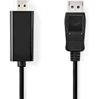 Nedis Displayport kabel | DisplayPort Han | HDMI Stik | 4K@30Hz | Nikkelplateret | 2.00 m | Runde | PVC | Sort | Box