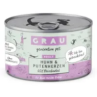 Grau Adult kornfri dåser 6 x 200 g - Kylling & Kalkunhjerter