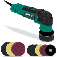 Vonroc Polermaskine - 400W | Excentrisk - Ø50 & Ø75MM | Dual Action | Perfekt til bil og båd | Inkl. 2 stk. polersåle og 8 stk. polersvampe