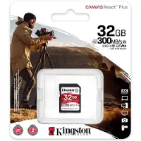 Kingston Canvas React Plus 32 GB SD -kort | SDHC UHS-II | 300R/260W U3 V90 | Full HD/4K/8K | SDR2/32GB