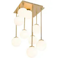 QAZQA Moderne loftslampe guld med opalglas 9-lys - Athen