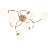 QAZQA Moderne loftslampe guld med opalglas 6-lys - Athen