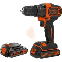 Black & Decker BLACK+DECKER BDCDD186KB-QW - Bor/driver - ledningfri - nøgleløs borepatron 10 mm - 40 N·m - 2 batterier - 18 V
