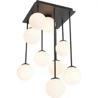 QAZQA Moderne loftslampe sort med opalglas 9-lys - Athen