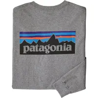 Patagonia - T-shirts - M's L/S P-6 Logo Responsibili-Tee Gravel Heather til UnisexBomuld - Størrelse M - Grå