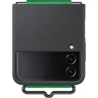 Samsung Galaxy Z Flip4 Silicone Cover with Strap Black, Black