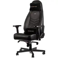 Noblechairs ICON - Stol - armstøtter - T-formet - vippe - drejeled - aluminium, polyurethan, stål, top-narv læder, nylon/polyetylen - sort