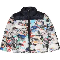 Tommy Hilfiger Dynejakke - Rwb Collage Puffer - White Allover - - 3 år (98) - Dunjakke