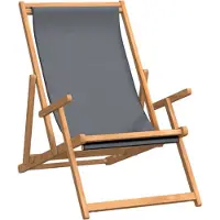 vidaXL foldbar strandstol massivt teaktræ grå