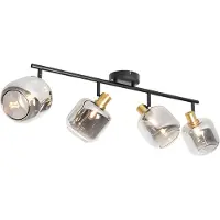 QAZQA Smart loftspot sort med guld og røgglas 4-lys inkl. 4 Wifi P45 - Zuzanna