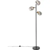 QAZQA Smart gulvlampe sort med guld og røgglas 3-lys inkl. 3 Wifi P45 - Zuzanna