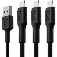 Green Cell Ray - Lightning-kabel - Lightning han til USB han - 200 cm - dobbelt afskærmet - sort (pakke med 3)