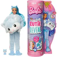 Barbie Cutie Reveal Doll Snowflake Sparkle Series Husky Plush Costume 10 overraskelser inklusive mini Pet & Color Change