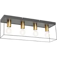QAZQA Minimalistisk loftslampe sort med guld 4-lys - Kodi