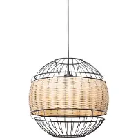 QAZQA Oriental pendellampe sort med rattan 38 cm - Emir