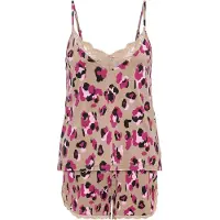 LASCANA Shorty 'Lovly Nights' pink / gammelrosa / sort / hvid