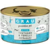 Grau Kitten kornfri dåser 6 x 200 g - Kalkun & Ørred