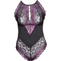 Cottelli collection Halterneck Body - Sort & Lilla