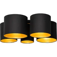 QAZQA Loftslampe sort med guld indvendig 5-lys - Multidrum