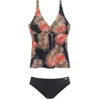 LASCANA Tankini lysebrun / abrikos / orangerød / sort / hvid