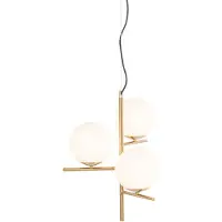 QAZQA Art Deco Hængelampe guld med opalglas 3-lys - Flore