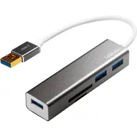 Logilink UA0306, USB 3.2 Gen 1 (3.1 Gen 1) Type-A, Sølv, Hvid, MicroSD (TransFlash), SD, USB 3.2 Gen 1 (3.1 Gen 1) Type-A, 0,15 m